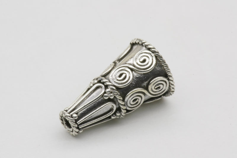 Artisan Crafted Cone Bead Charm Sterling Silver