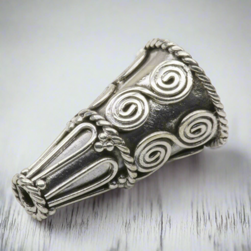 Artisan Crafted Cone Bead Charm Sterling Silver
