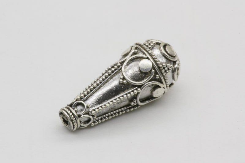 Textured Cone Bead Charm Sterling Silver