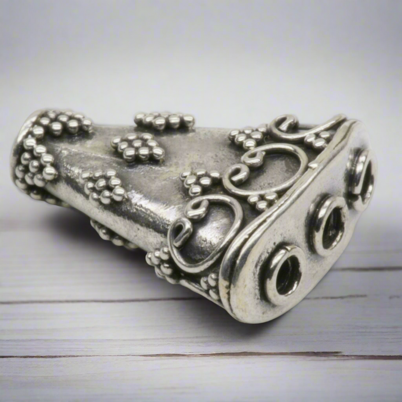 Sculpted Cone Bead Charm Sterling Silver