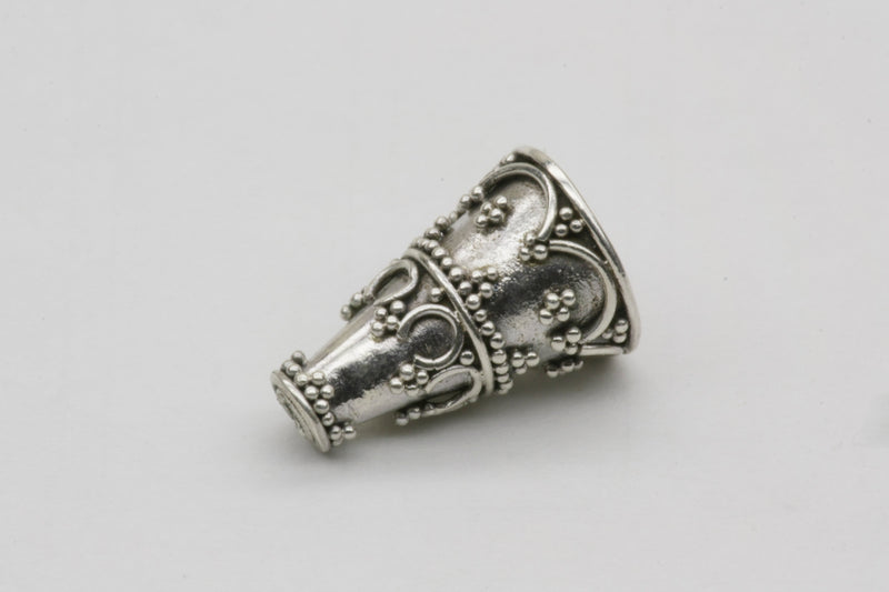 Handmade Cone Bead Charm Sterling Silver