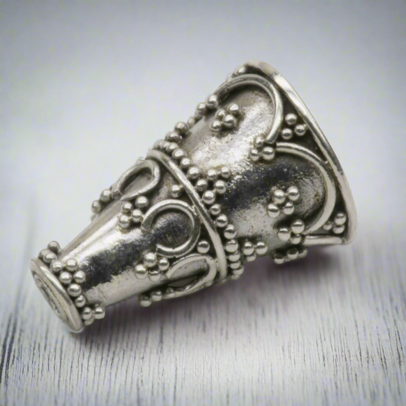 Handmade Cone Bead Charm Sterling Silver