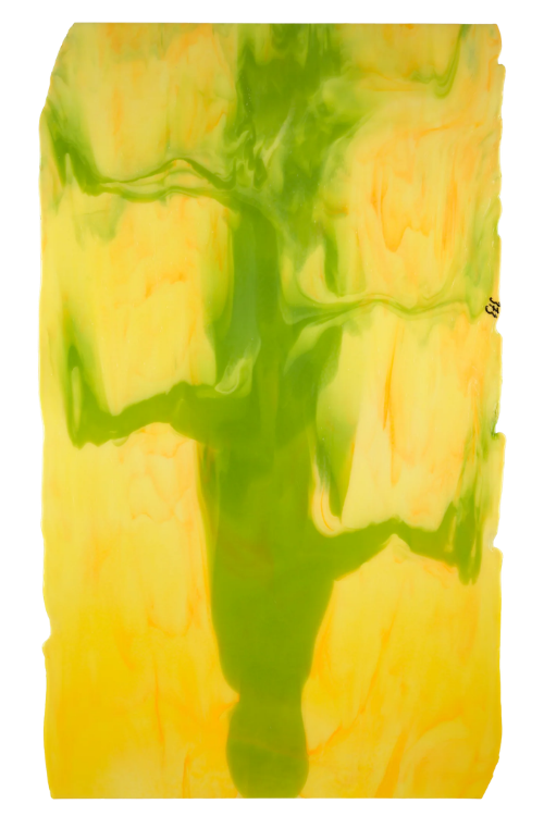 Pumpkin Orange Opalescent with Pea Pod Green Opalescent Infusion Bullseye Sheet 51201A