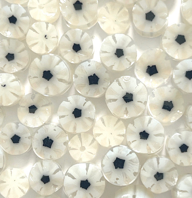 Cream and Black Flowers Millefiori Murrine COE096