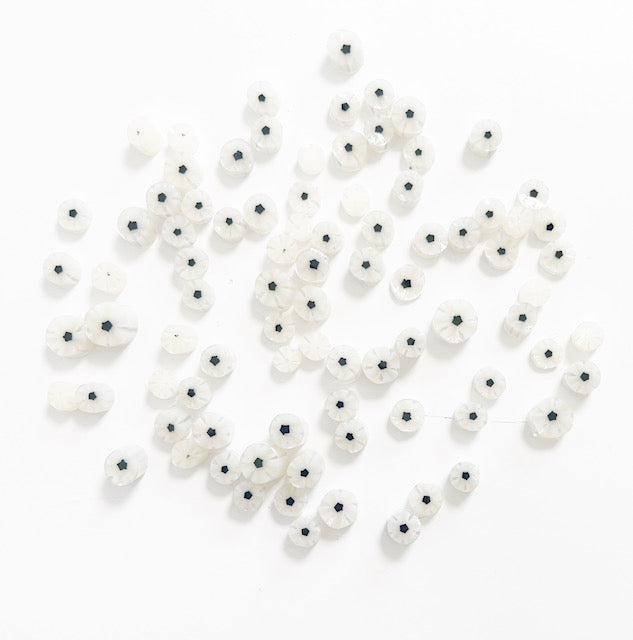 Cream and Black Flowers Millefiori Murrine COE096