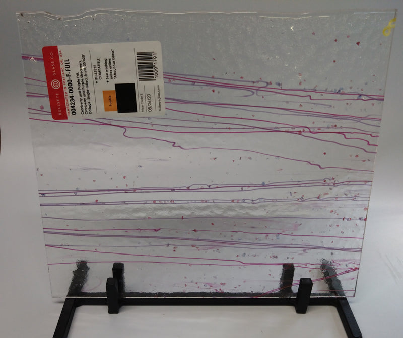 Cranberry and Purple Frit, Cranberry and Purple Streamers Clear Base Collage Bullseye Sheet 4234 3MM