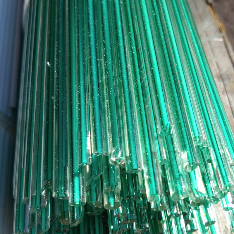 Green Filigrana Transparent Effetre Rod 2228