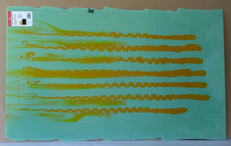 Bullseye Glascadia: Mint Green & Pumpkin Orange Squiggle Bullseye Half Sheet 30717A