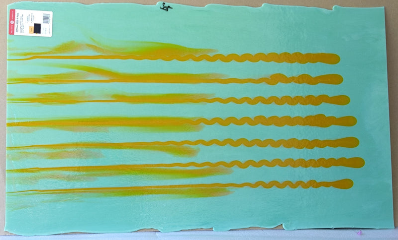 Bullseye Glascadia: Mint Green & Pumpkin Orange Squiggle Bullseye Half Sheet 30717A