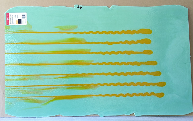 Bullseye Glascadia: Mint Green & Pumpkin Orange Squiggle Bullseye Half Sheet 30717A
