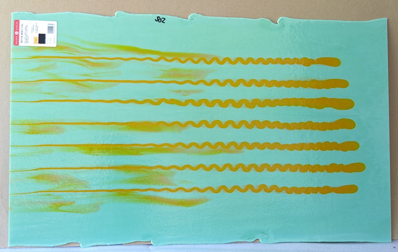 Bullseye Glascadia: Mint Green & Pumpkin Orange Squiggle Bullseye Half Sheet 30717A