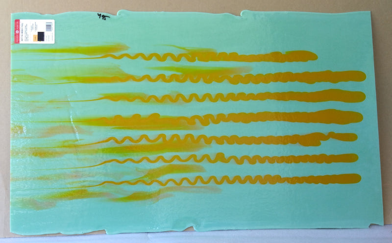 Bullseye Glascadia: Mint Green & Pumpkin Orange Squiggle Bullseye Half Sheet 30717A