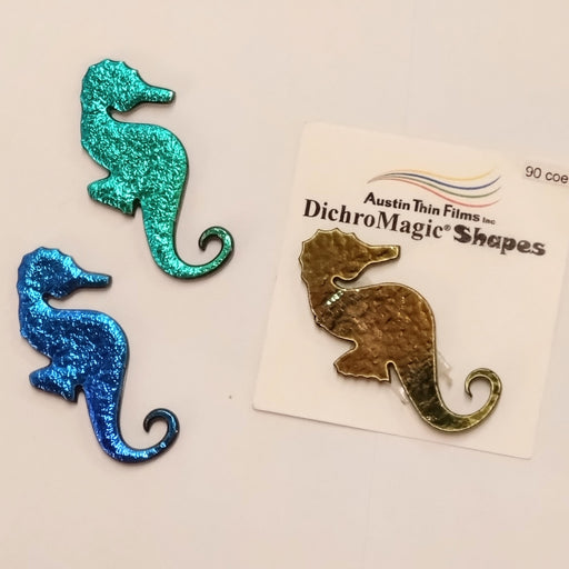 Dichroic Seahorse Fired and unfired cut shapes