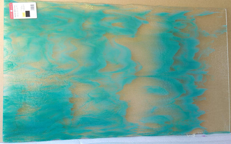 Bullseye Glascadia: Opaline & Teal Green Bullseye Sheet 30614A 3MM