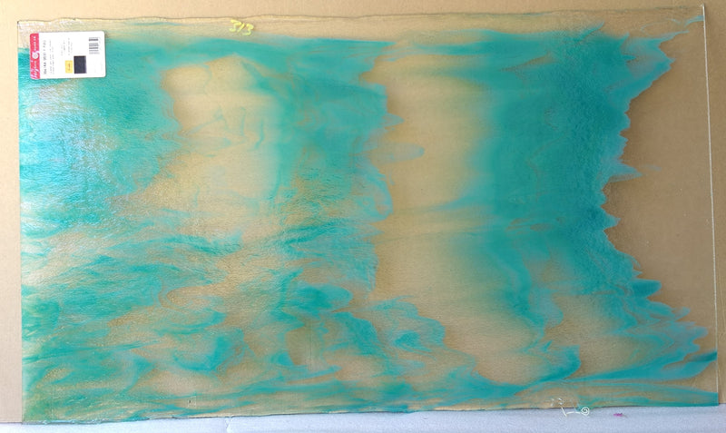 Bullseye Glascadia: Opaline & Teal Green Bullseye Sheet 30614A 3MM