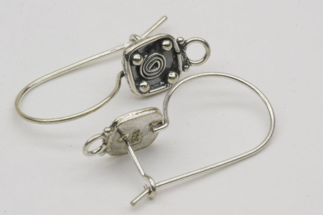 Earwire with Square and Swirl Sterling Silver