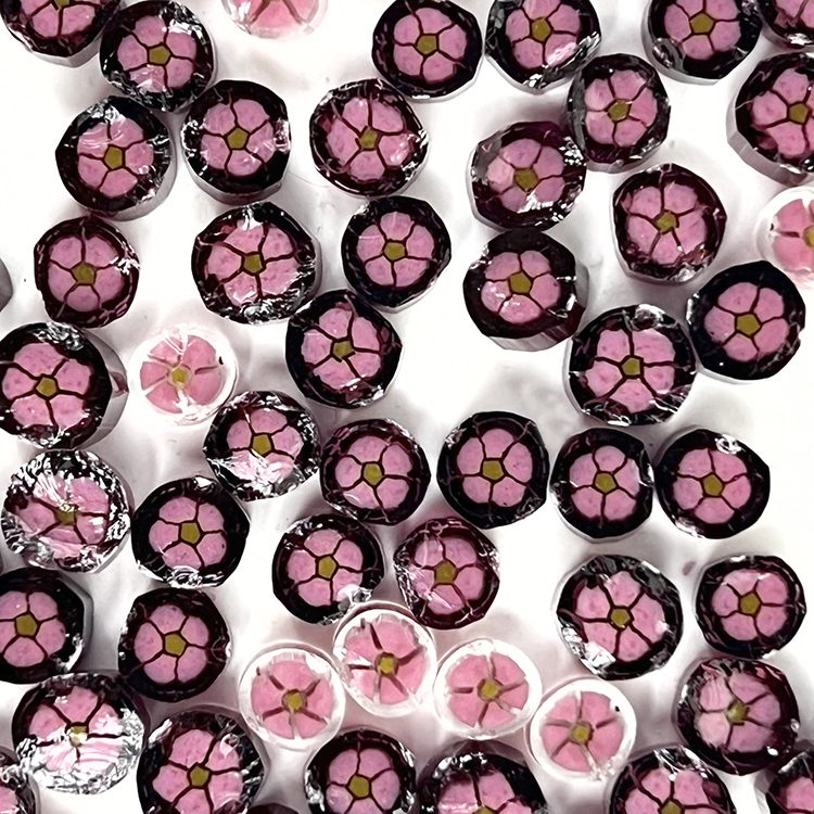 Pink Purple Flower Millefiori Murrine Float Glass