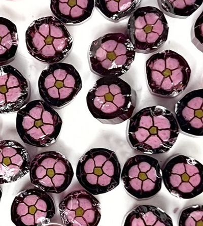 Pink Purple Flower Millefiori Murrine Float Glass