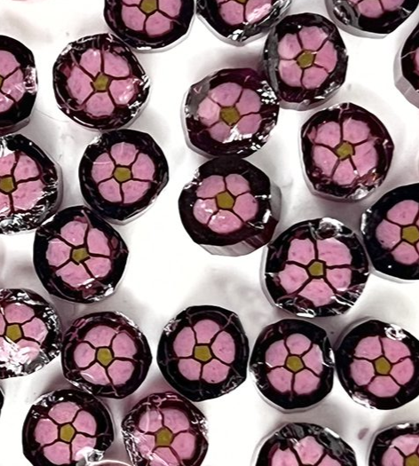 Pink Purple Flower Millefiori Murrine Float Glass