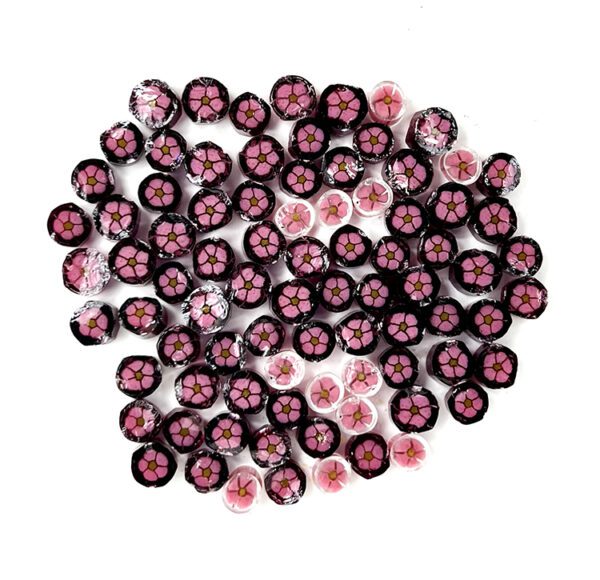 Pink Purple Flower Millefiori Murrine Float Glass