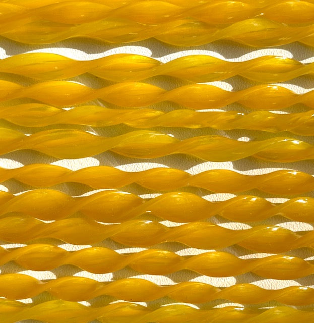 Yellow Flat Twisted Glass Cane COE096