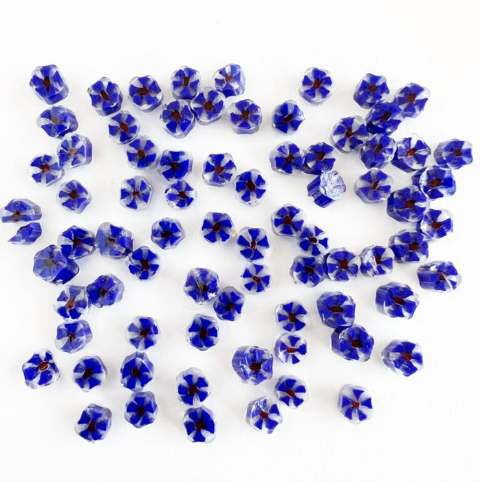 Blue Daisy Flower Millefiori Murrine Float Glass