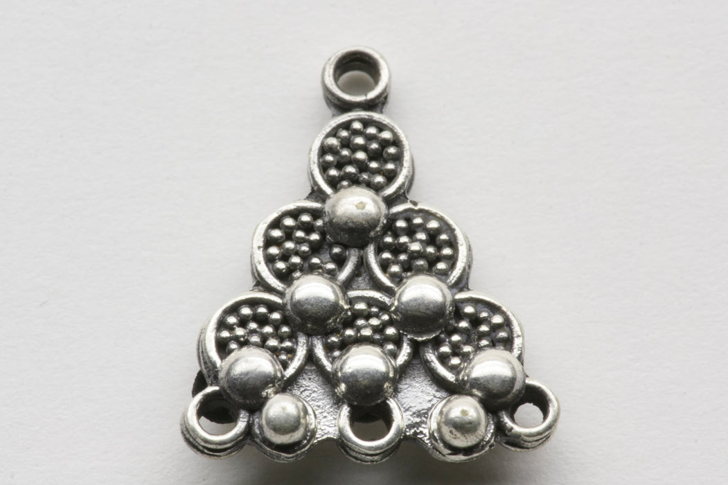 Textured Triangle Connector with Multiple Loops Sterling Silver
