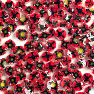 Red Poppy Millefiori Murrine Float Glass