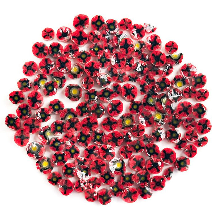 Red Poppy Millefiori Murrine Float Glass