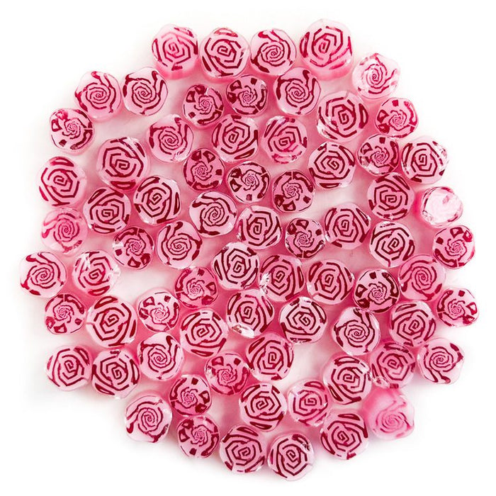 Pink Roses Flower Millefiori Murrine COE090