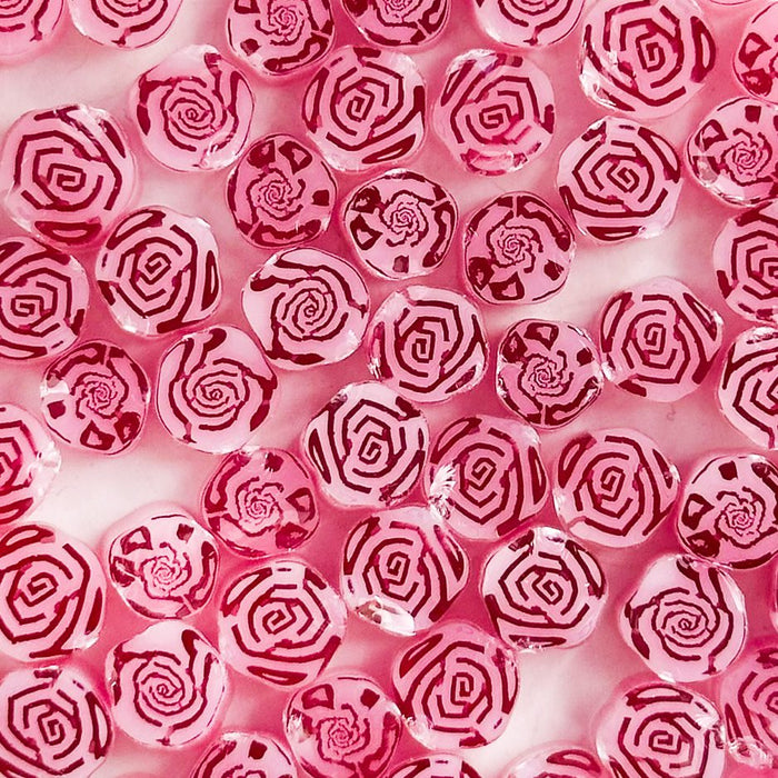 Pink Roses Flower Millefiori Murrine COE090