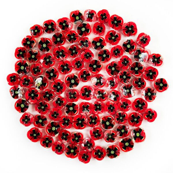 Red Poppy -  Large Flower Millefiori Murrine COE090
