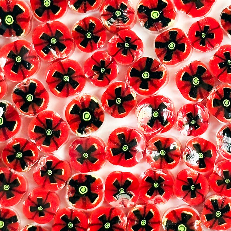 Red Poppy -  Large Flower Millefiori Murrine COE090
