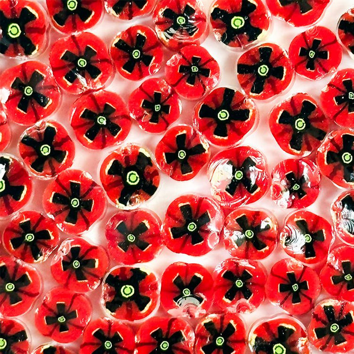 Red Poppy -  Large Flower Millefiori Murrine COE090