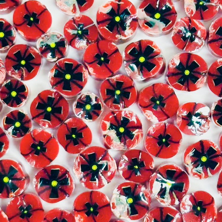 Red Poppy Millefiori Murrine Tabitha's Emporium COE096