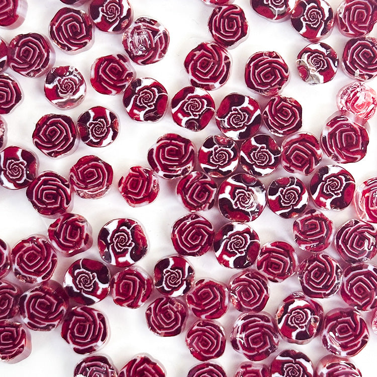 Red Rose Flower Millefiori Murrine COE096