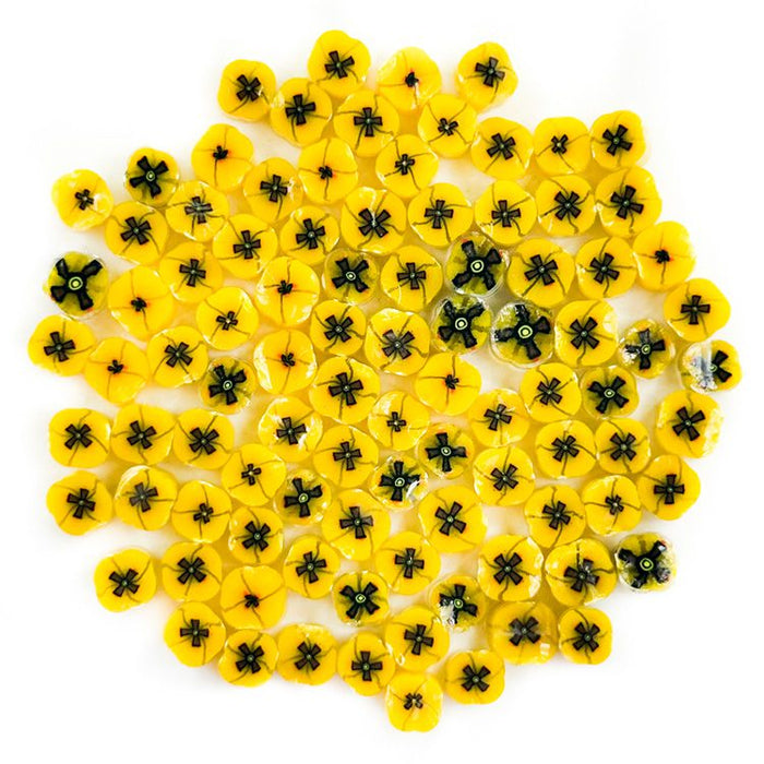 Yellow Poppy Millefiori Murrine COE090