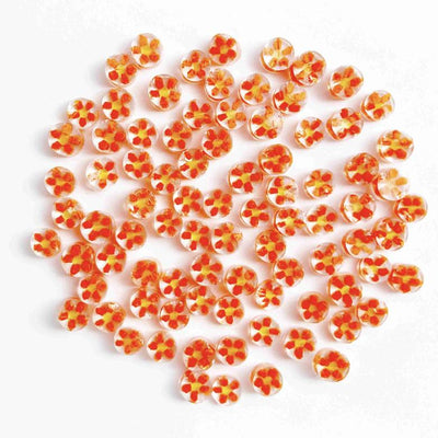 Orange Daisy Flower Millefiori Murrine Float Glass