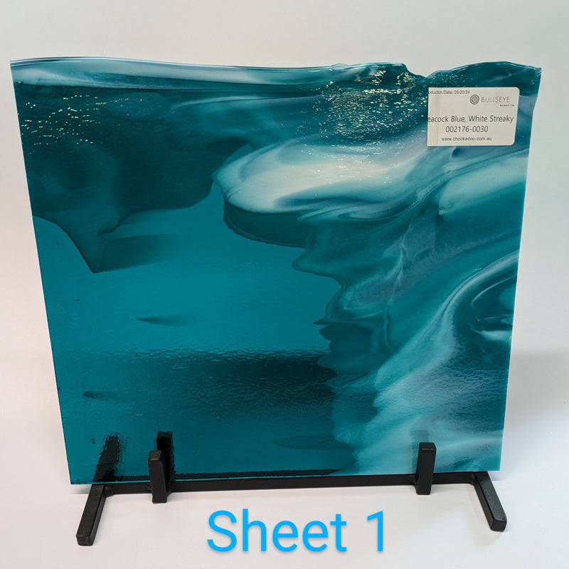 Peacock Blue, White Streaky Bullseye Sheet 2176 3MM
