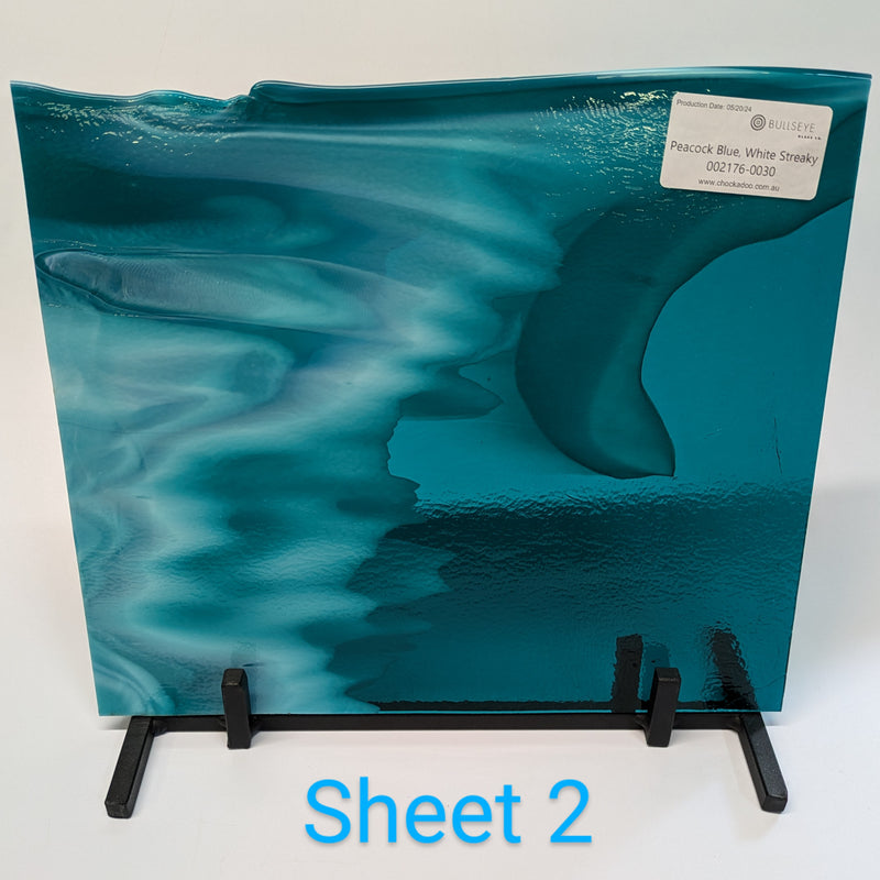 Peacock Blue, White Streaky Bullseye Sheet 2176 3MM