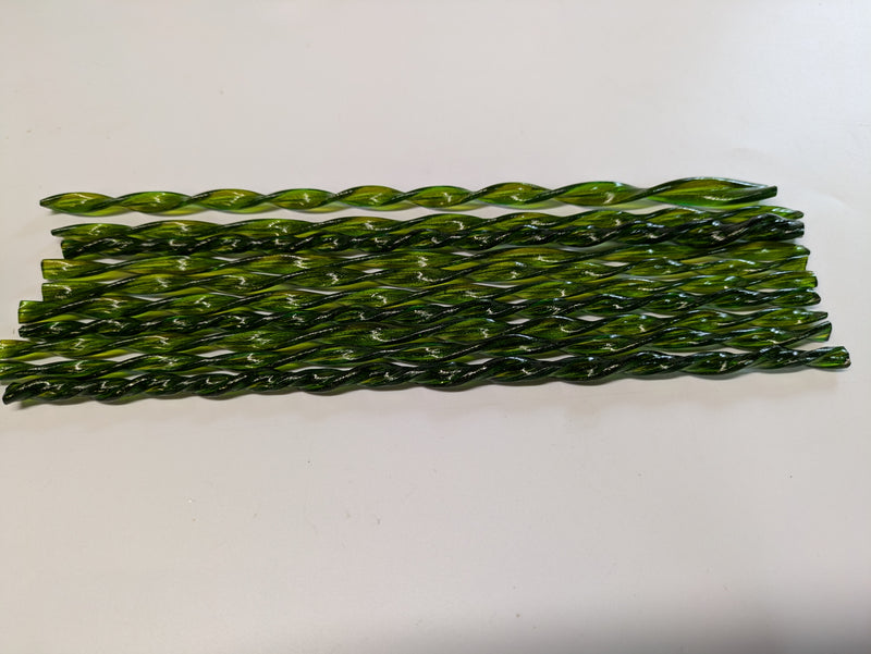 Green Transparent Flat Twisted Glass Cane COE090