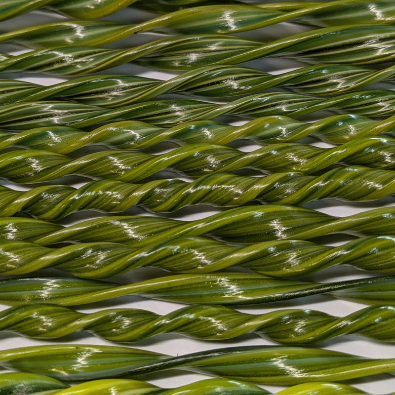 Green Flat Twisted Glass Cane COE090