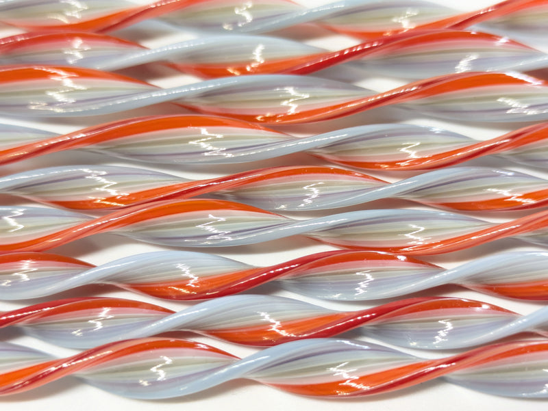 Winter's Dawn Flat Twisted Glass Cane COE090