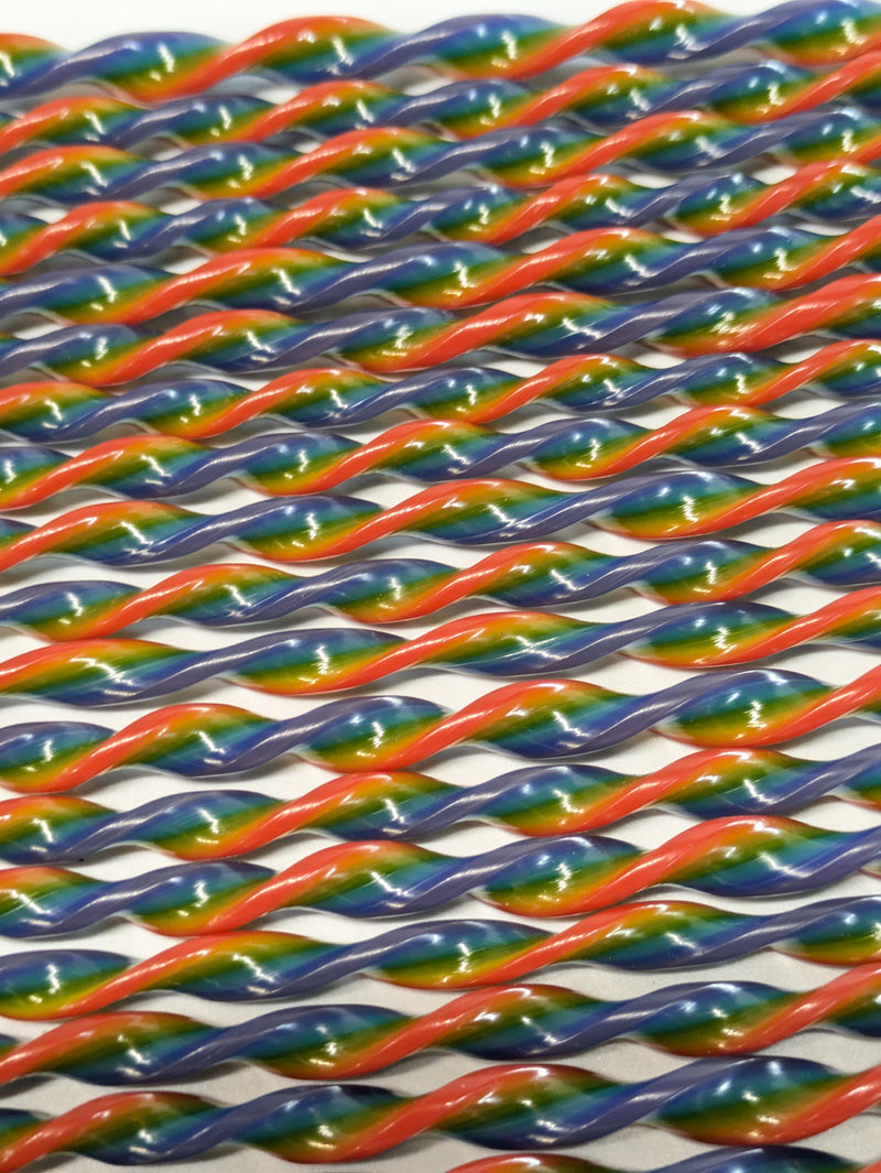 Rainbow Flat Twisted Glass Cane COE096