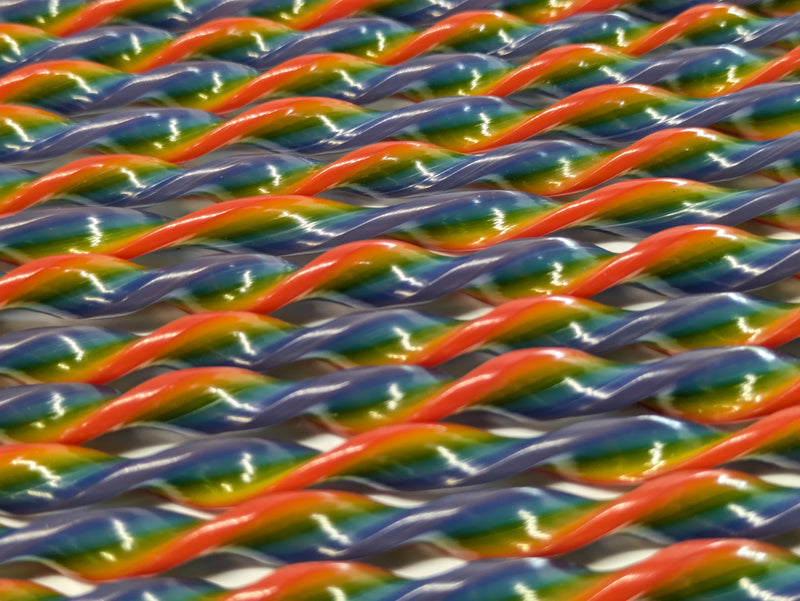 Rainbow Flat Twisted Glass Cane COE096