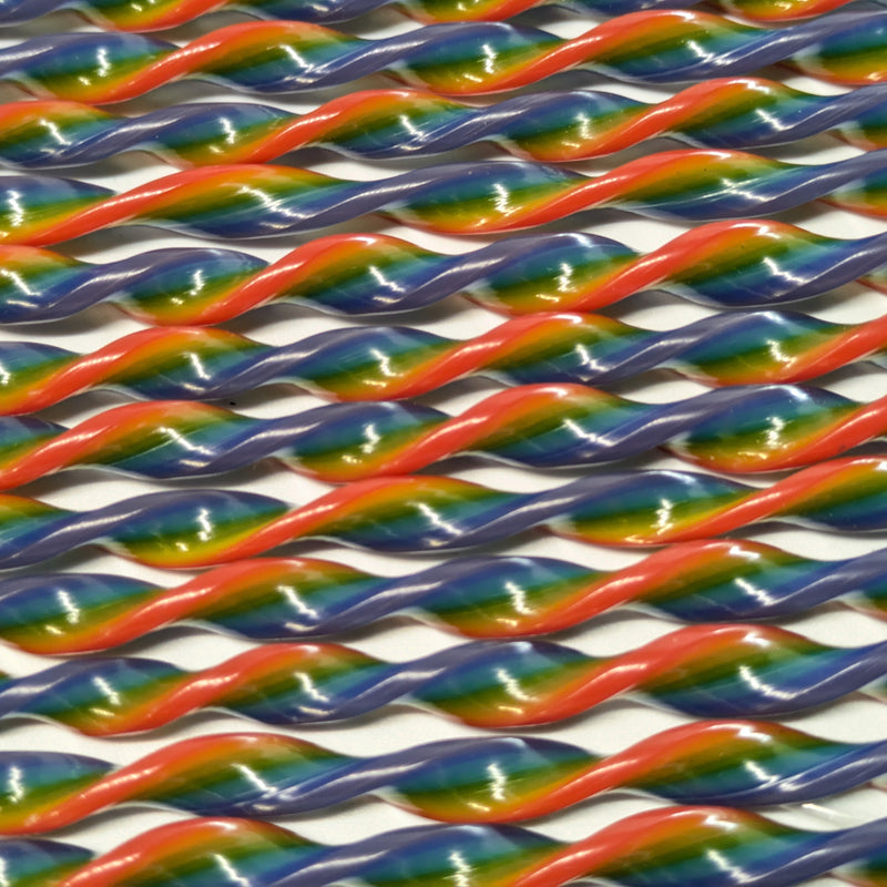 Rainbow Flat Twisted Glass Cane COE096