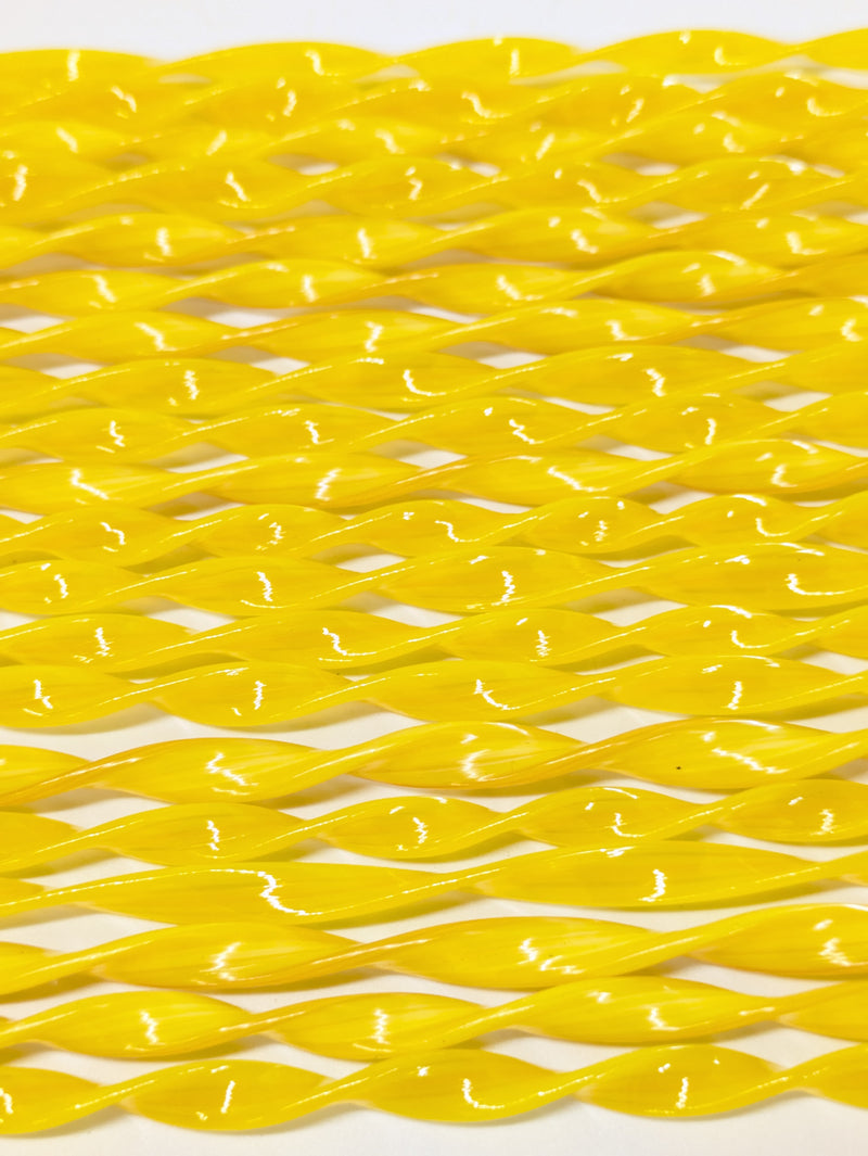 Yellow Flat Twisted Glass Cane COE096