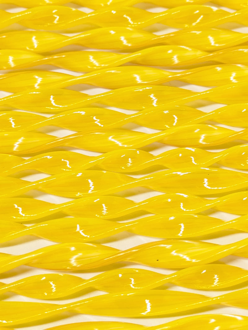 Yellow Flat Twisted Glass Cane COE096