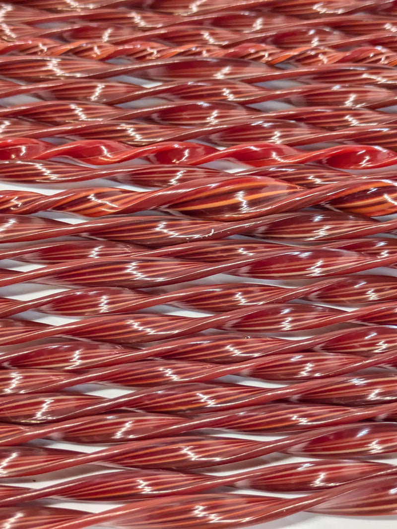 Red Flat Twisted Glass Cane COE096