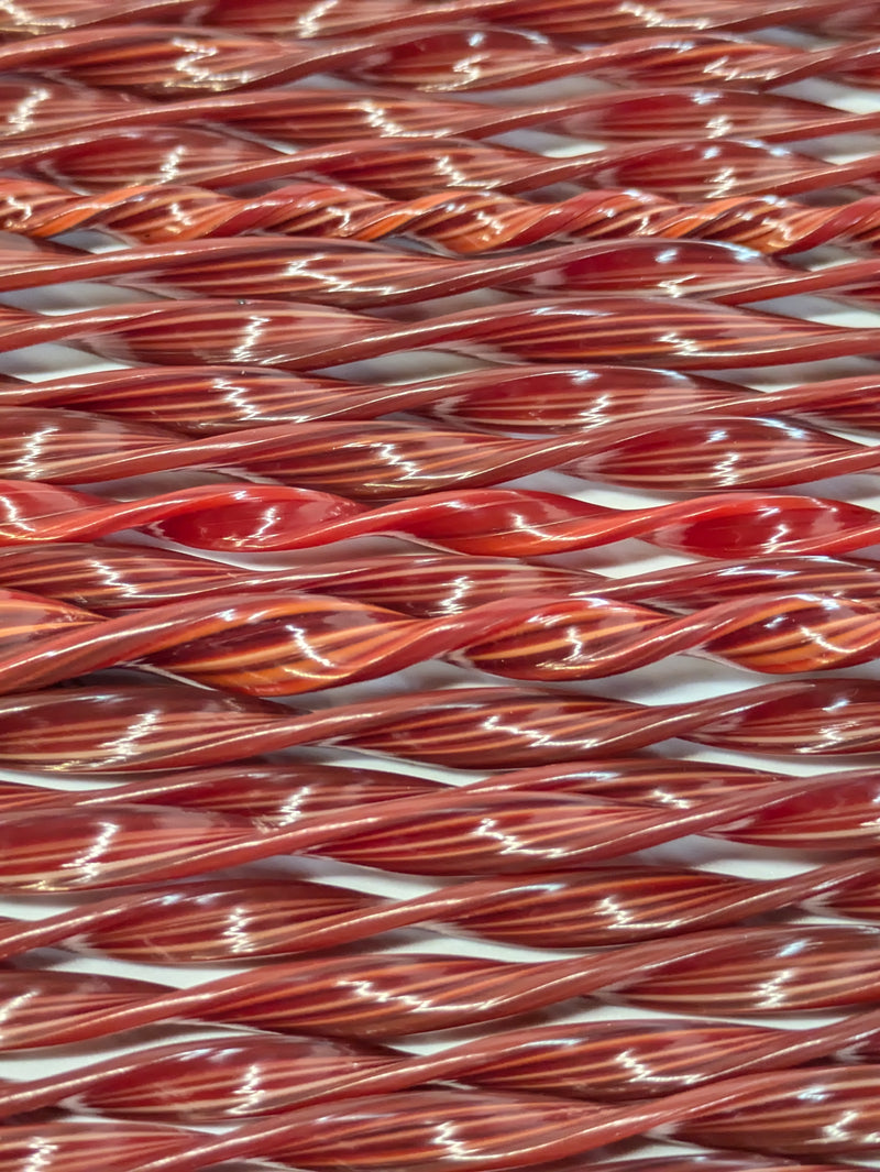 Red Flat Twisted Glass Cane COE096